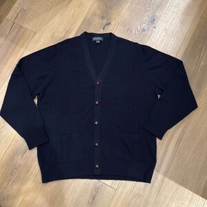Brooks Brothers 100% Cashmere Cardigan Navy Made in Scotland